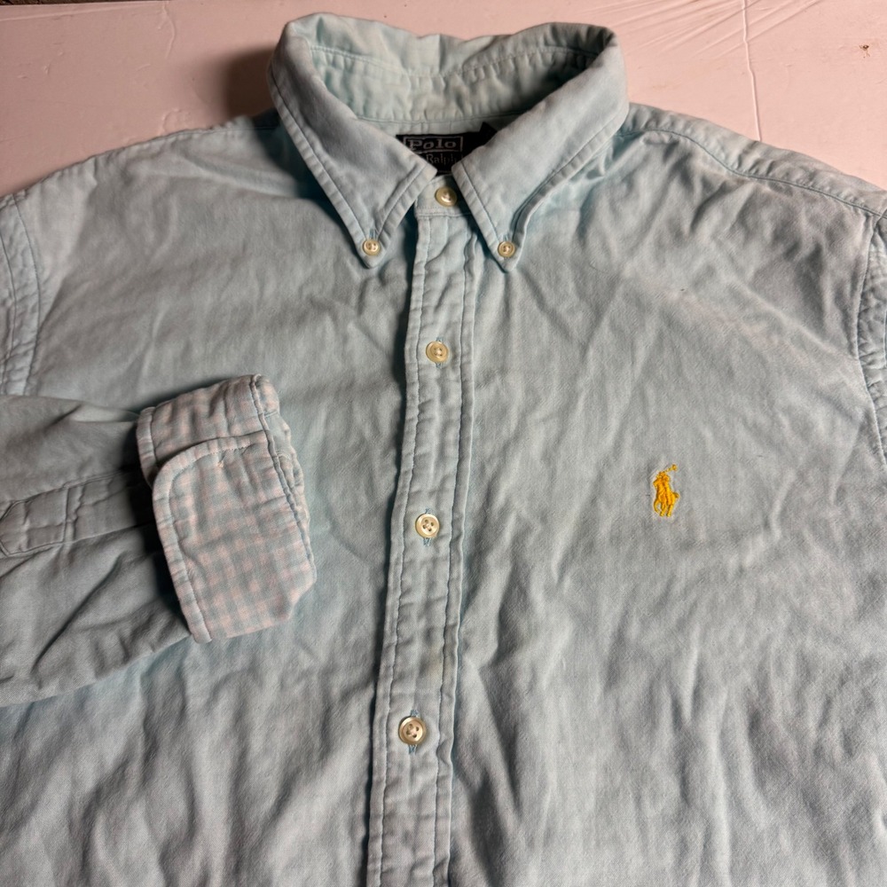 Polo Ralph Lauren Mens Light Blue Slim Fit Button Down Shirt Long Sleeve Size XL